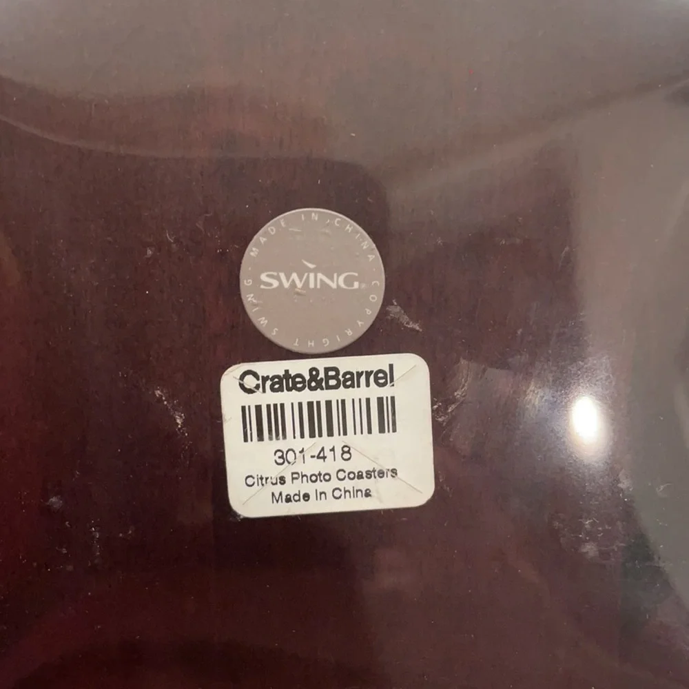 CRATE & BARREL GLASS PHOTO AND ART COASTERS